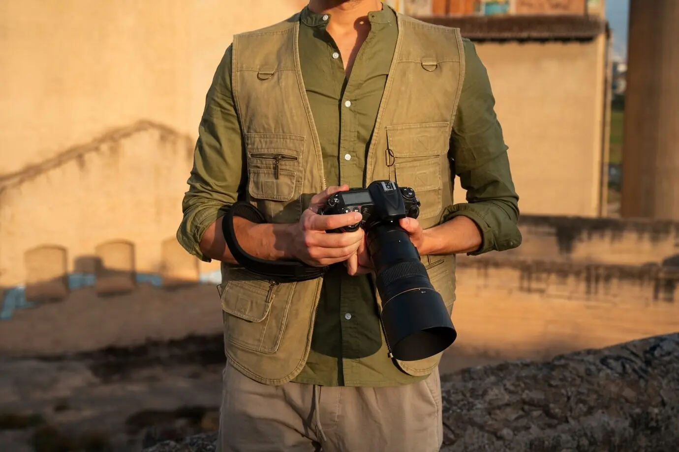 Ein Fotograf erkundet einen verlassenen Ort.